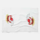 かわいいカニのクリスマスおもしろいホリデーサンタカートゥー キッチンタオル (横)