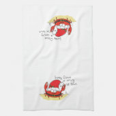 かわいいカニのクリスマスおもしろいホリデーサンタカートゥー キッチンタオル (縦)