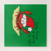 かわいいカニのクリスマスおもしろいホリデーサンタカートゥー ジグソーパズル (横)