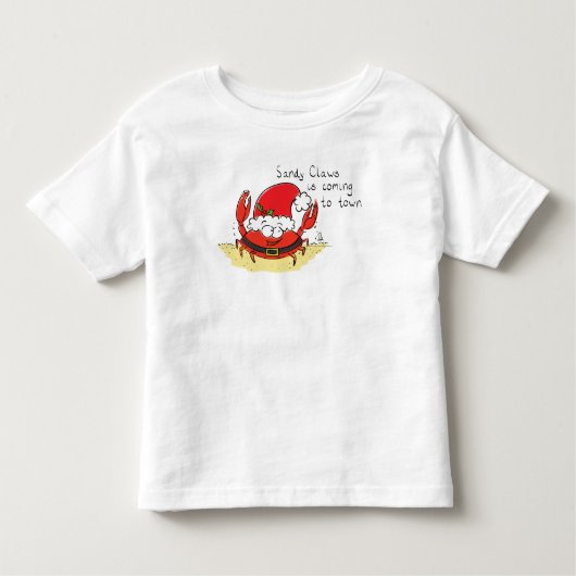 かわいいカニのクリスマスおもしろいホリデーサンタカートゥー トドラーTシャツ (正面)