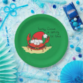 かわいいカニのクリスマスおもしろいホリデーサンタカートゥー ペーパープレート (パーティー)