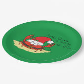 かわいいカニのクリスマスおもしろいホリデーサンタカートゥー ペーパープレート (アングル)