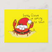 かわいいカニのクリスマスおもしろいホリデーサンタカートゥー ポストカード (正面)