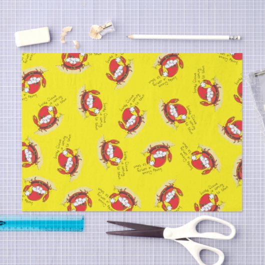 かわいいカニのクリスマスおもしろいホリデーサンタカートゥー 薄葉紙 (クラフト)