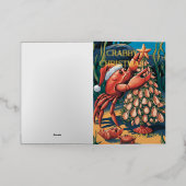 かわいいカニのクリスマス名 箔グリーティングカード (外側レイダウン)