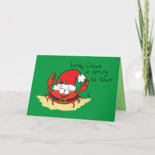 かわいいカニのクリスマス 面白いホリデー サンタ カルーン カード