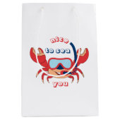 かわいいカニのシュノーケルマンガあなたにぴったりの海 ミディアムペーパーバッグ (正面)
