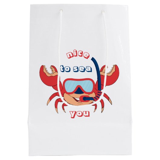 かわいいカニのシュノーケルマンガあなたにぴったりの海 ミディアムペーパーバッグ (裏面)