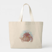 かわいいカニのスケッチ ラージトートバッグ (裏面)