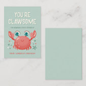 かわいいカニのバレンタインデーカード あなたのお教室用に ノートカード (正面/裏面)