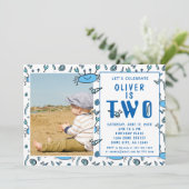 かわいいカニの動物シェルボーイ写真第2誕生日 招待状 (スタンド正面)