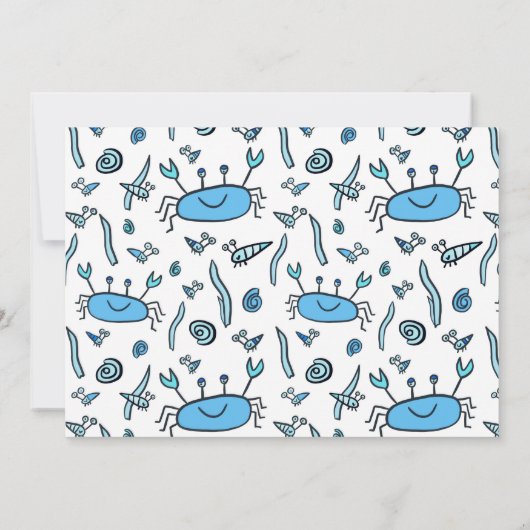 かわいいカニの動物シェルボーイ写真1歳の誕生日 招待状 (裏面)