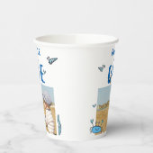 かわいいカニの動物シェルボーイ写真1歳の誕生日 紙コップ (左)