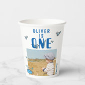 かわいいカニの動物シェルボーイ写真1歳の誕生日 紙コップ (正面)