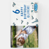 かわいいカニの動物少年フォトバースデーパーティー 横断幕 (縦)