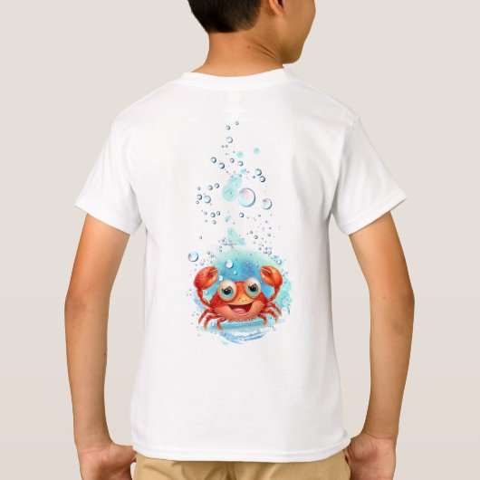かわいいカニの夏休みカニの海鮮名 Tシャツ (裏面)