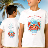かわいいカニの夏休みカニの海鮮名 Tシャツ
