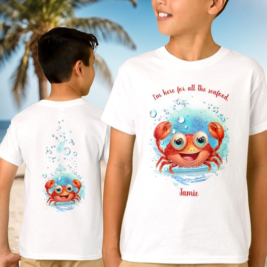 かわいいカニの夏休みカニの海鮮名 Tシャツ