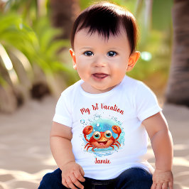 かわいいカニの夏休みクラビング名 ベビーTシャツ
