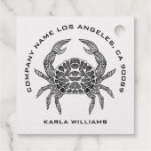 かわいいカニイラストレーションラインスケッチブラックとwhit フェイバータグ (裏面)