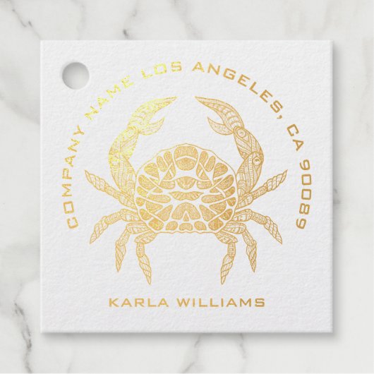 かわいいカニイラストレーションラインスケッチブラックとwhit フェイバータグ (正面)