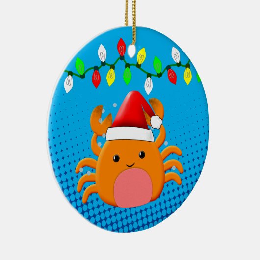 かわいいカニガニサンタハットクリスマスライト セラミックオーナメント (右)