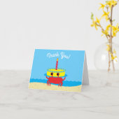 かわいいカニビーチキッズバースデーパーティー カード (黄色い花)