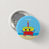 かわいいカニビーチキッズバースデーパーティー 缶バッジ (正面&裏面)