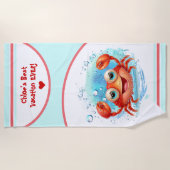 かわいいカニ夏休み名少女 ビーチタオル (正面)