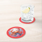 かわいいカニ愛好家のパーティー ラウンドペーパーコースター (インサイチュ)