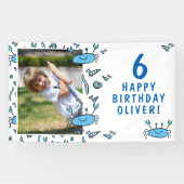 かわいいカニ海獣シェルボーイフォト誕生日 横断幕 (横)