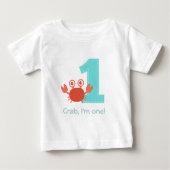 かわいいカニ私は1つ最初の誕生日 ベビーTシャツ (正面)
