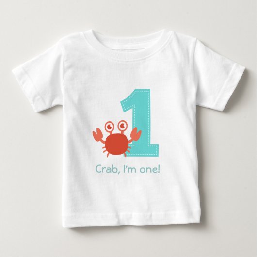 かわいいカニ私は1つ最初の誕生日 ベビーTシャツ (正面)