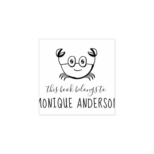 かわいいカニ |この本は書名に属する ラバースタンプ (インプリント)