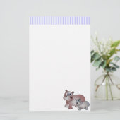かわいいカバお母さんおよびベビーの文房具 便箋 (スタンド正面)