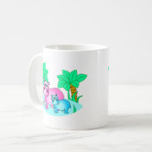 かわいいカバお母さんおよびベビーの水泳 コーヒーマグカップ (正面左)