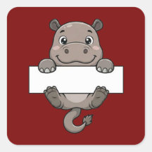 かわいいカバが空白のサインを持っているキャラクター