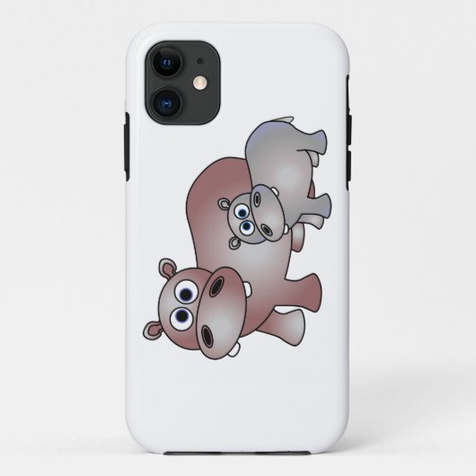 かわいいカバのお母さんおよびベビー Case-Mate iPhoneケース (裏面)