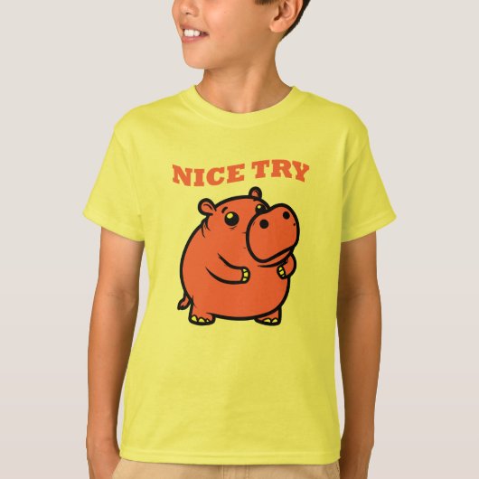 かわいいカバのキャラクター Tシャツ (正面)