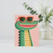 かわいいカバのサングラス 面白いキャラクター動物 シーズンポストカード (スタンド正面)