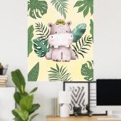 かわいいカバのジャングルサファリのベビー部屋インテリア ポスター (ホームオフィス)