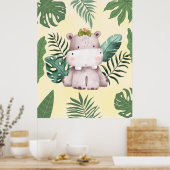 かわいいカバのジャングルサファリ保育園装飾 ポスター (キッチン)