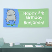 かわいいカバのジャンプ漫画のパーソナライズされた誕生日 横断幕 (トレードショー)