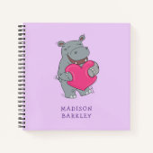 かわいいカバのバレンタインデー ノートブック (正面)