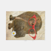 かわいいカバのベビーのフリースブランケット! フリースブランケット (正面(横))