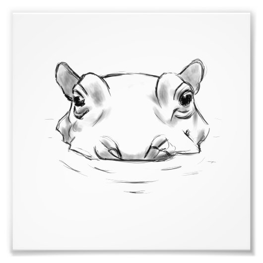 かわいいカバの絵 フォトプリント            (正面)