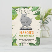 かわいいカバの誕生日パーティー招待状 招待状 (スタンド正面)