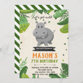 かわいいカバの誕生日パーティー招待状 招待状 (正面/裏面)