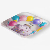 かわいいカバの誕生日パーティー ペーパープレート (傾斜あり)