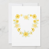 かわいいカバの黄色い花のハート 1歳の誕生日 招待状 (裏面)